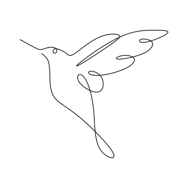 Dessin d'une ligne du minimalisme colibri dessin vectoriel illustration — Image vectorielle
