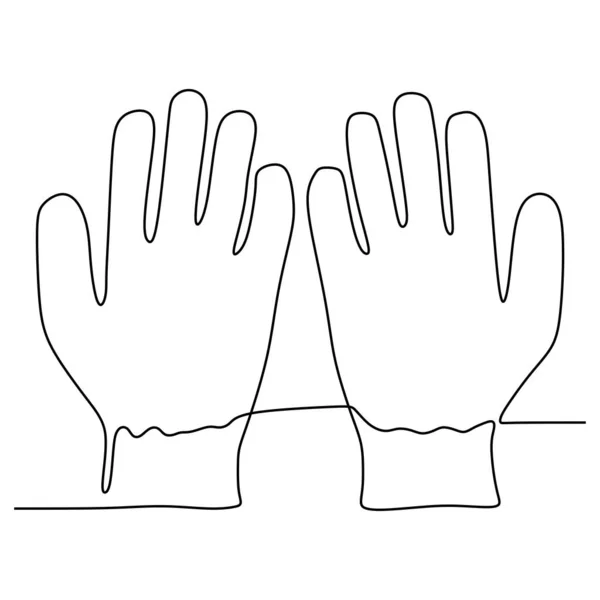 Безперервний креслення однієї лінії рукавичок безпеки мінімалістичний дизайн Векторні ілюстрації — стоковий вектор