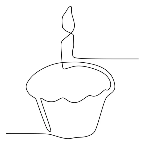Jednoduchý spojnicový nákres narozeninový dort návrh na ukázku — Stockový vektor