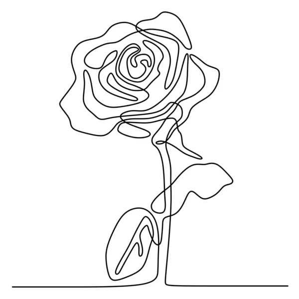 Dibujo de línea continua de diseño minimalista flor de rosa aislado sobre fondo blanco — Vector de stock