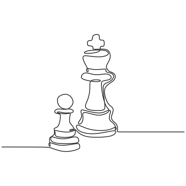 Dessin continu d'une ligne de pièces d'échecs design minimaliste isolé sur fond blanc. Concept tactique du groupe de joueurs . — Image vectorielle