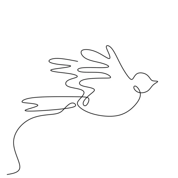 Ciągły jeden rysunek linii połknąć ptak latający minimalizm — Wektor stockowy