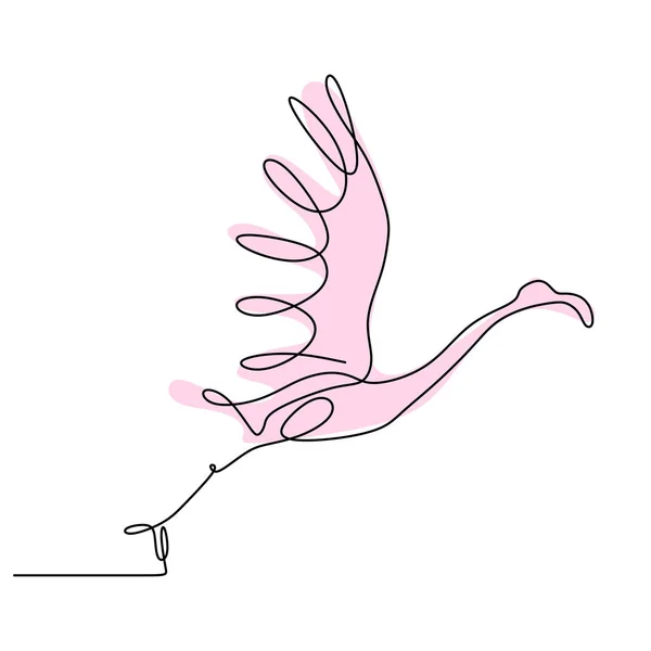 Одна линия рисунок минимализма птицы фламинго животного модный дизайн векторной иллюстрации — стоковый вектор
