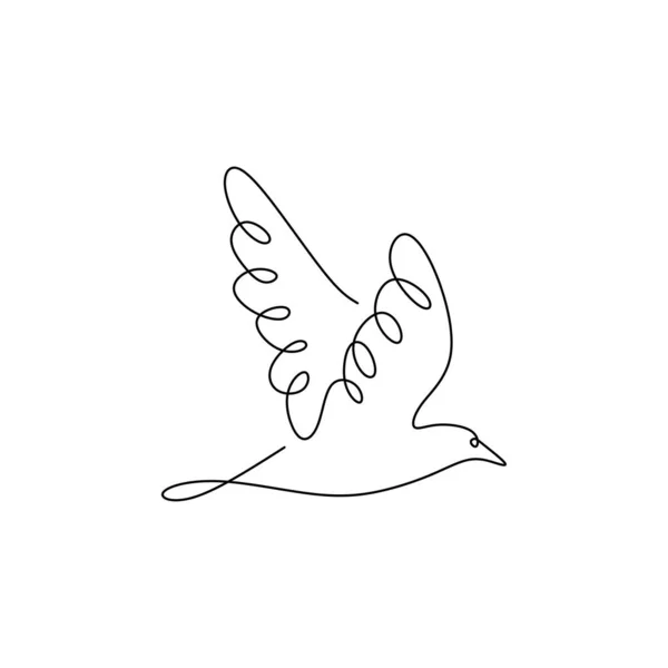 Línea continua dibujo de pájaro paloma vuelo minimalismo — Vector de stock