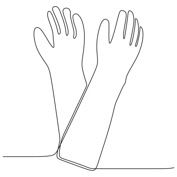 Jeden rysunek linii rękawic bezpieczeństwa ciągłego projektowania ilustracji wektor — Wektor stockowy