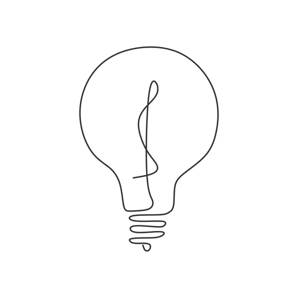 連続1線描画電球シンボルのアイデアと創造性は、白い背景ミニマリズムデザインに隔離. — ストックベクタ