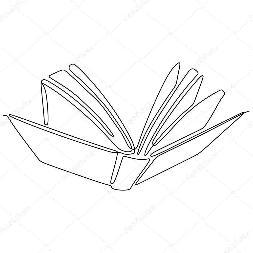 continuous line drawing of book vector illustration minimalism design