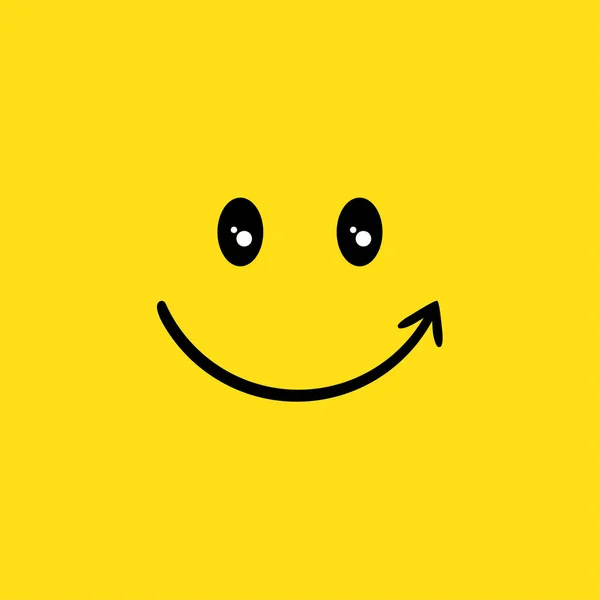 Ευτυχισμένο πρόσωπο διάνυσμα εικόνα εικονίδιο χαμόγελο στοιχείο κίτρινο χρώμα φόντου — Διανυσματικό Αρχείο