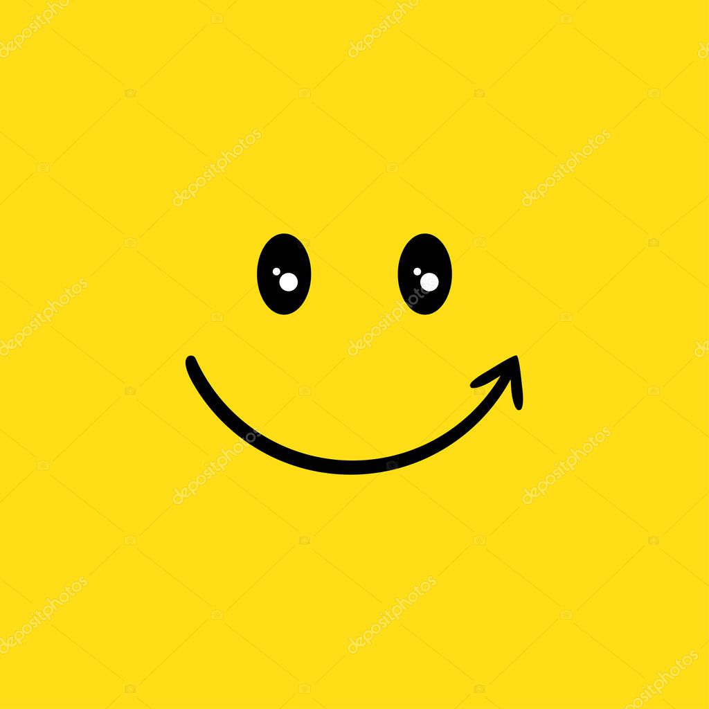 Happy face vector illustration icon smile element yellow color background