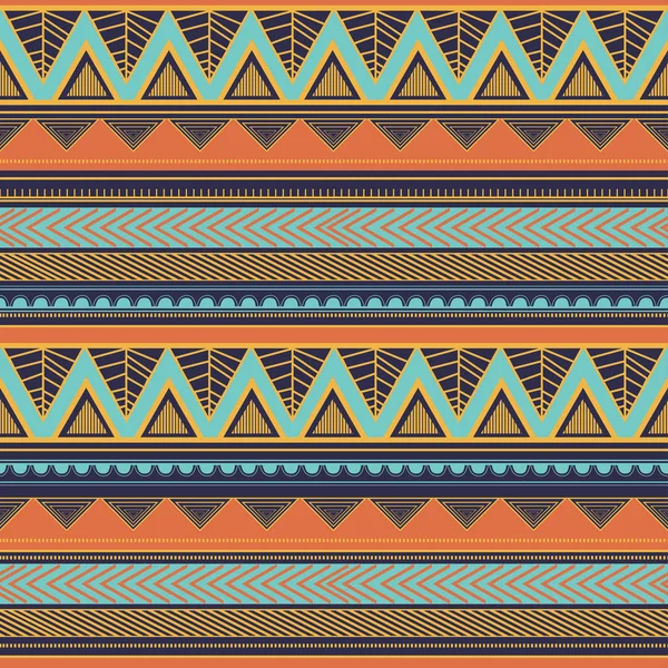 Tribal szwu wzór Aztec paski abstrakcyjne ręcznie rysowane. Ilustracja wektorowa gotowa do druku mody tekstylnej. — Wektor stockowy