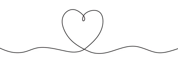 Línea romántica continua dibujo de signo de amor con símbolo del corazón. Diseño de minimalismo de ilustración vectorial . — Vector de stock