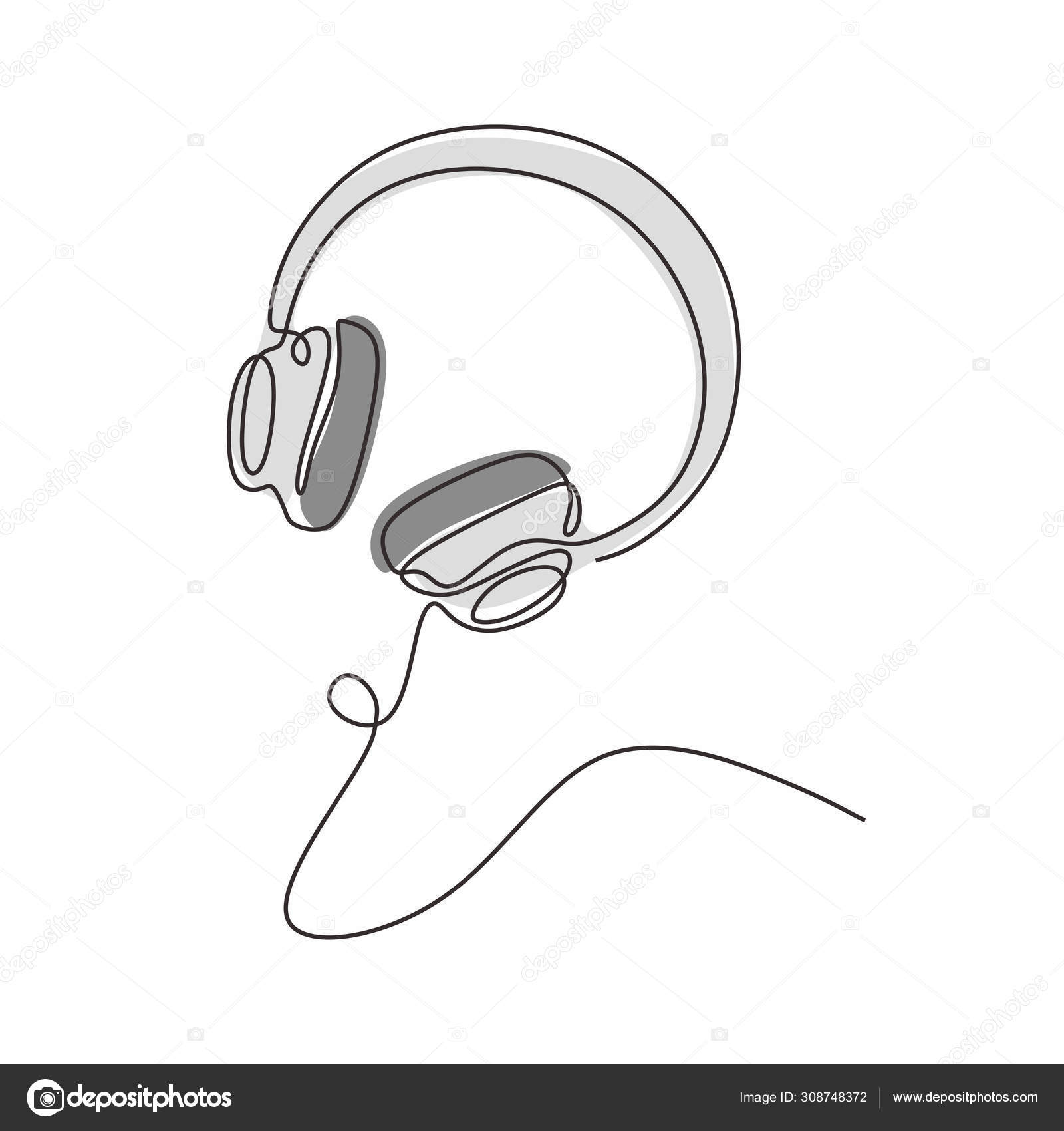 One Line Drawing Headphones Music Theme Vector Illustration Minimalist Design Vector Image By C Ngupakarti Vector Stock