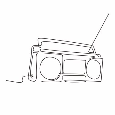 sürekli çizgi çizim Vintage vektör bir lineart basitlik illüstrasyon minimalist tasarım Eski radyo müzik işareti