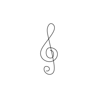 sürekli çizgi çizim Bir tiz clef müzik sembolü ve işaret vektörbir lineart basitlik illüstrasyon minimalist tasarım