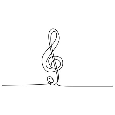sürekli çizgi çizim Bir tiz clef müzik sembolleri vektör bir lineart basitlik illüstrasyon minimalist tasarım