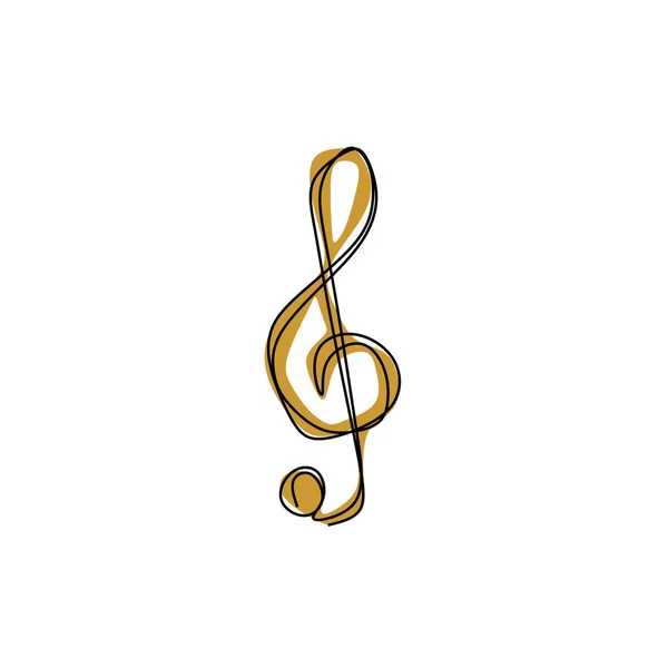 Un symbole de musique vectorielle de dessin continu à simple ligne de clef d'aigu — Image vectorielle