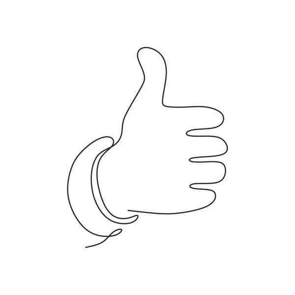 One line drawing thumbs up hand gesture concept of fine, agree, and okay — Stock Vector