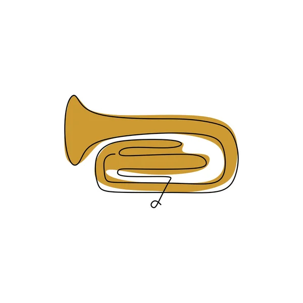 Eine durchgehende Linie Zeichnung Frech Horn Musikinstrument Vektor Illustration minimalistisches Design Einzeilige Kunst — Stockvektor