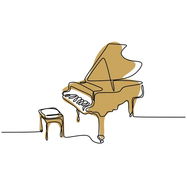 Un dessin en ligne continue piano instrument de musique vectoriel illustration minimaliste design monoligne art — Image vectorielle