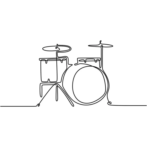 Plynulá čára kreslení bubnování hudba nástroj vektor ilustrace minimalistický design — Stockový vektor