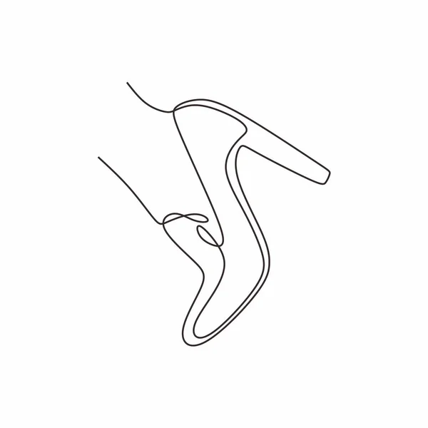 Dessin d'une ligne de chaussure à talon haut pour femme mode isolé sur fond blanc illustration vectorielle — Image vectorielle