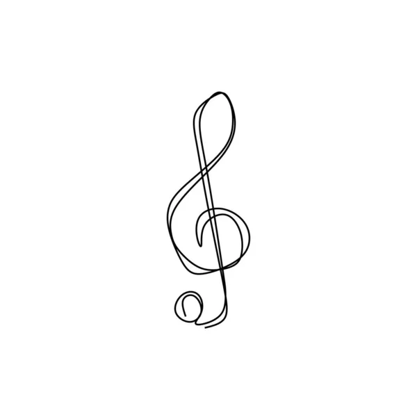 Doorlopende lijntekening een Treble Clef muziek teken vector één Lineart eenvoud illustratie minimalistisch design — Stockvector