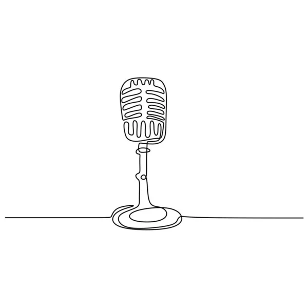 Одна лінія малювання дротяного мікрофона Векторні ілюстрації мінімалістичний дизайн — стоковий вектор