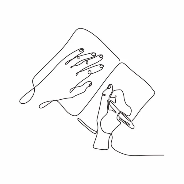 连续一行手写手绘用笔在纸上矢量插图手绘极简主义 — 图库矢量图片