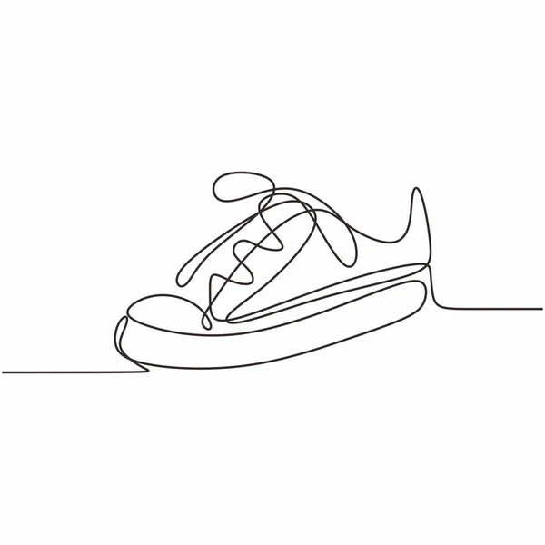 Une ligne de chaussure dessin continu conception minimale sur fond blanc illustration vectorielle minimalisme — Image vectorielle