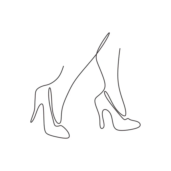 A cipő a highheels cipőben folytonos vonal rajza fehér háttér vektoros illusztráción izolált nő divat — Stock Vector