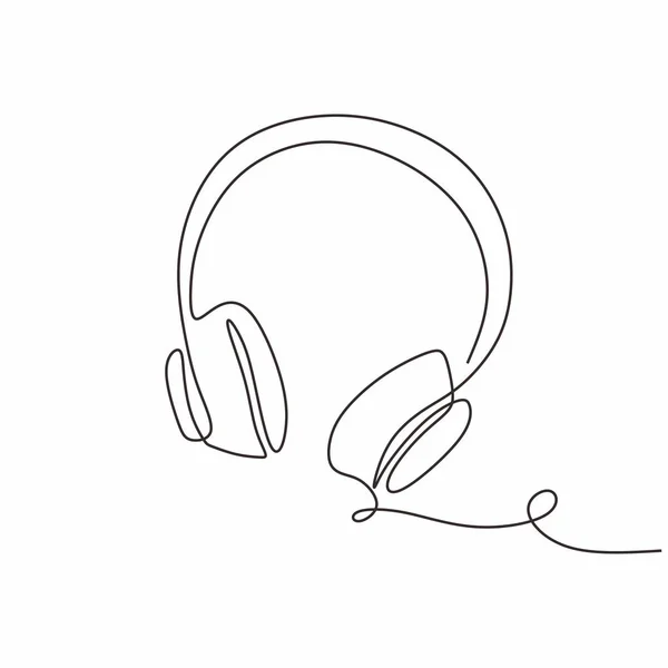 Одна безперервна лінія малювання навушників музична тема Векторні ілюстрації мінімалістичний дизайн однорядкове мистецтво — стоковий вектор