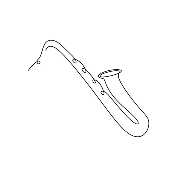 Безперервний малюнок лінії саксофона музичний інструмент вектор простота лінії ілюстрація мінімалістський дизайн — стоковий вектор