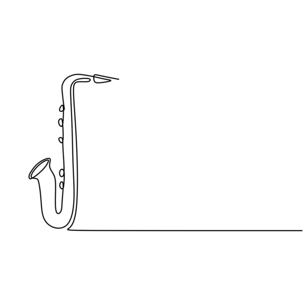 Dibujo de una línea saxofón instrumento de música vector ilustración diseño minimalista — Vector de stock
