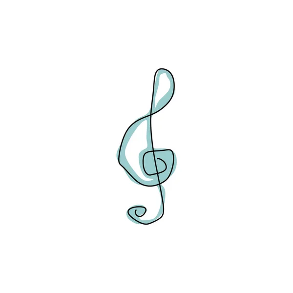 A treble clef one continuous line drawing music symbol. Vector illustration minimalism design — Stock Vector