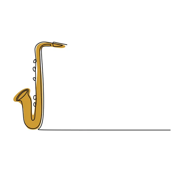 Una línea continua dibujo saxofón instrumento de música vector ilustración diseño minimalista una sola línea arte — Vector de stock