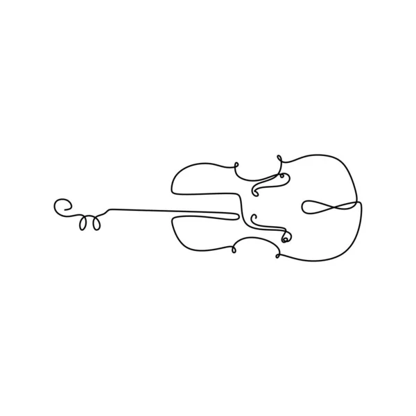 Continuo una línea dibujo violín instrumento vector ilustración minimalista diseño lineal único — Archivo Imágenes Vectoriales