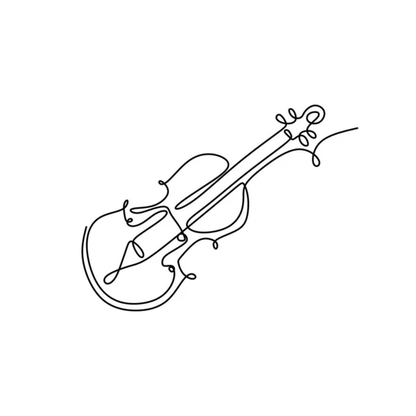 Violín una línea continua que dibuja el instrumento musical. Diseño de minimalismo de ilustración vectorial — Vector de stock