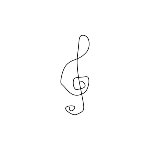 Continuous line drawing A treble clef vector one lineart simplicity illustration minimalist design — Stock Vector