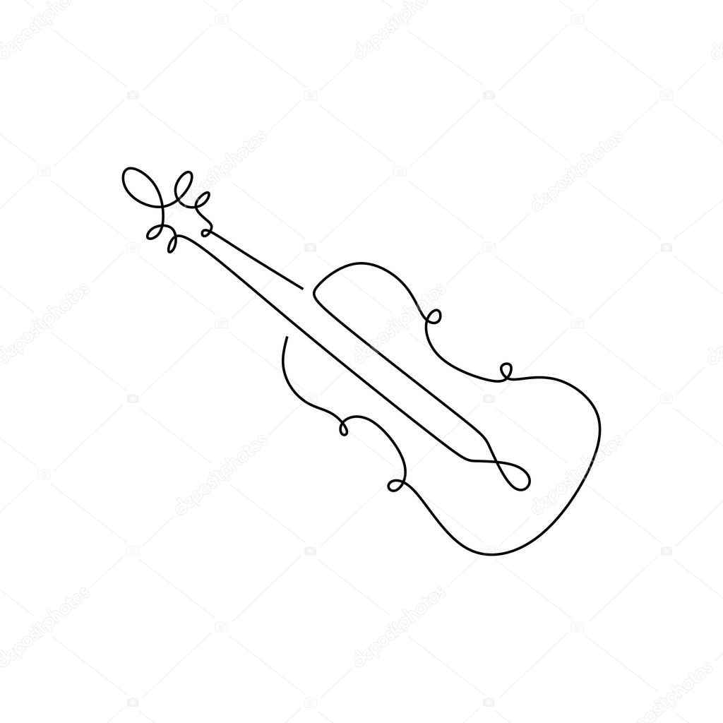Violin one continuous line drawing music instrument