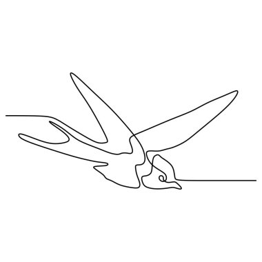 minimalizm uçan kırlangıç kuş sürekli bir çizgi çizim