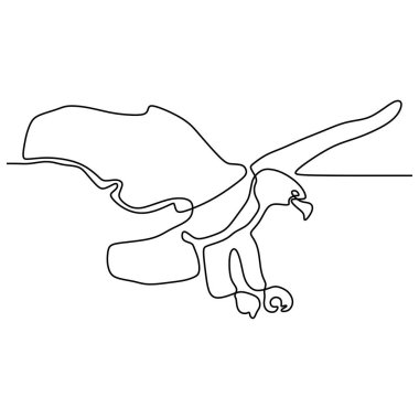 kartal kuş uçan sürekli tek satır vektör illüstrasyon minimalizm tasarım çizim