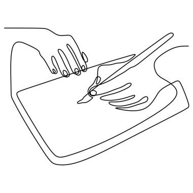 Kağıt vektör illüstrasyon el çizilmiş minimalizm bir kalem ile el yazısı tek bir çizgi çizim