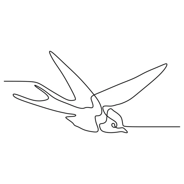 Doorlopende één lijntekening van Swallow Bird Flying minimalisme — Stockvector