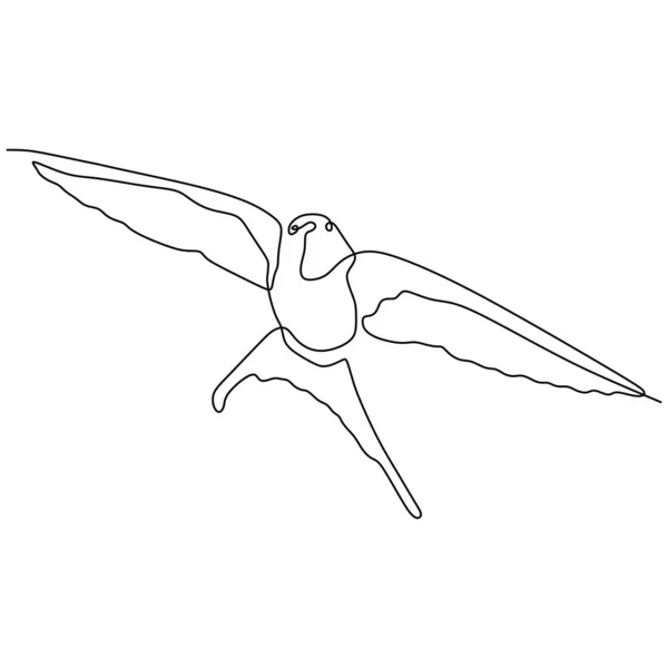 Kontinuerlig en linje ritning av Swallow Bird Flying minimalism — Stock vektor