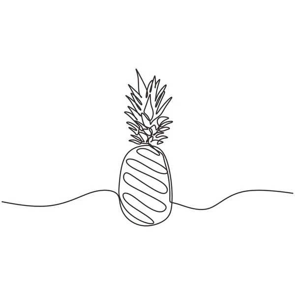 Piña una línea continua dibujo vector ilustración minimalismo diseño. Concepto de fruta tropical . — Vector de stock