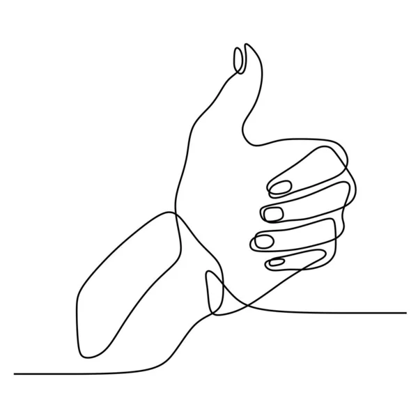 Un disegno a linee di pollice in alto simbolo della mano segno di approvazione design minimalista — Vettoriale Stock