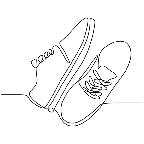 Una línea de zapato dibujo continuo diseño mínimo sobre fondo blanco vector ilustración minimalismo — Vector de stock