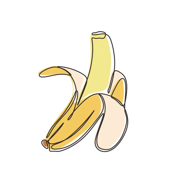 Μπανάνα μία γραμμή σχέδιο μινιμαλισμού σχέδιο με κίτρινο χρώμα — Διανυσματικό Αρχείο