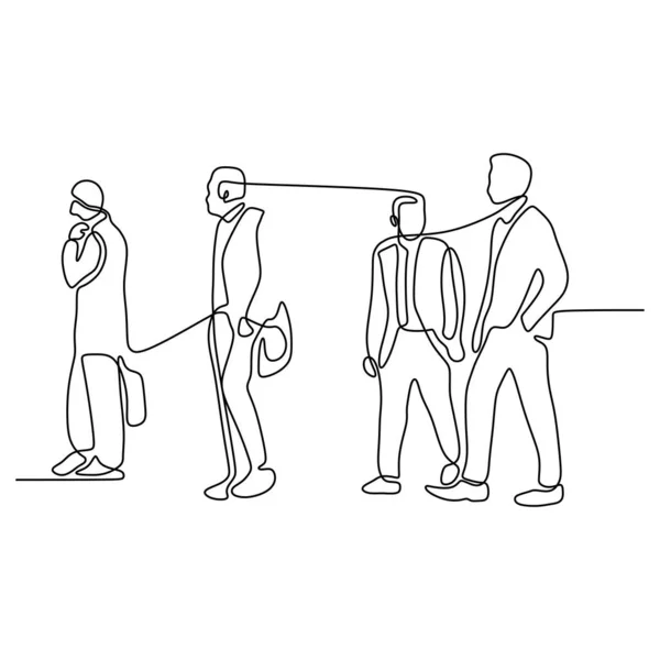 Disegno continuo di persone che camminano per strada dopo il tempo di lavoro disegno a mano contestuale minimalismo lineart design isolato su sfondo bianco illustrazione vettoriale — Vettoriale Stock