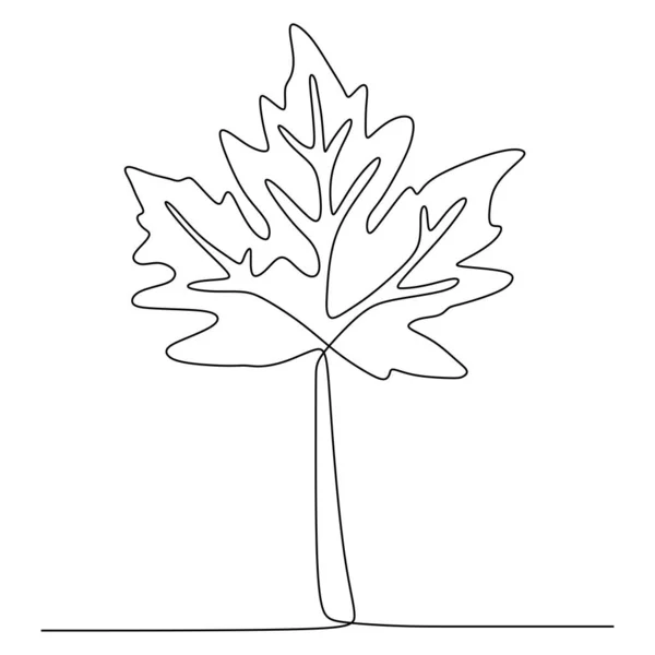 Maple Leaf kontinuerlig en linje ritning minimalism design — Stock vektor